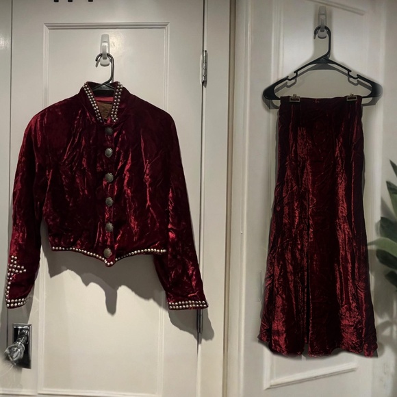 VINTAGE Double D Ranch Jacket & Skirt Suit in Red (Size S & XS) - Picture 1 of 7